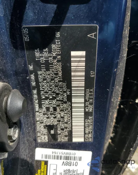 2005 Toyota Sienna Ce z USA, uszkodzony, nr VIN 5TDZA23CX5S340797